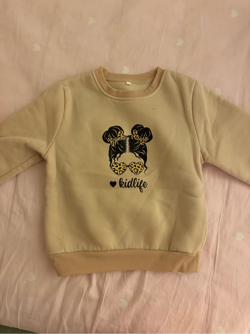 Kids 'Kidlife' Long Sleeve Sweatshirt in Beige with Graphic